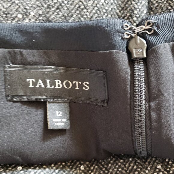 Talbots - Lined Black and Gray Skirt with Tiny Sequins. 60% Wool. Size 12 - Picture 3 of 4